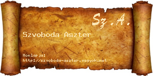 Szvoboda Aszter névjegykártya